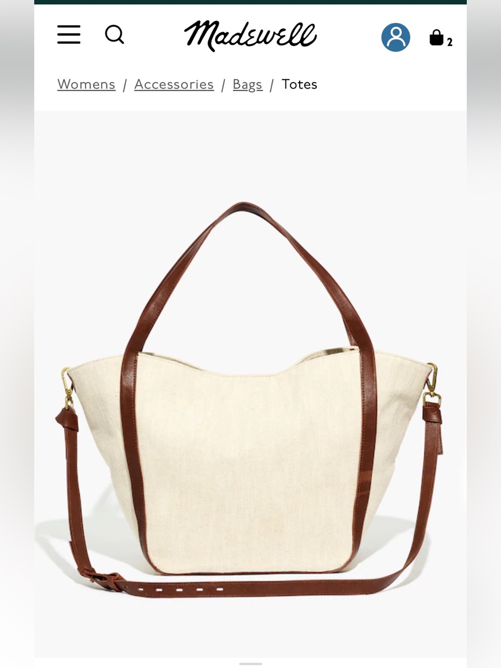 Madewell Sidney Tote in Cotton Linen